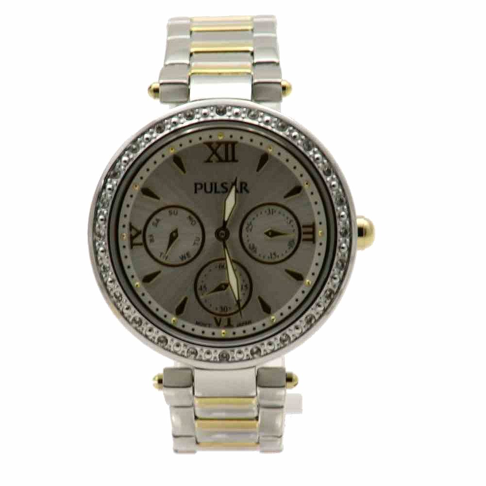 Pulsar Ladie S Pp6109 Silver Gold Stainless Steel Chronograph Watch