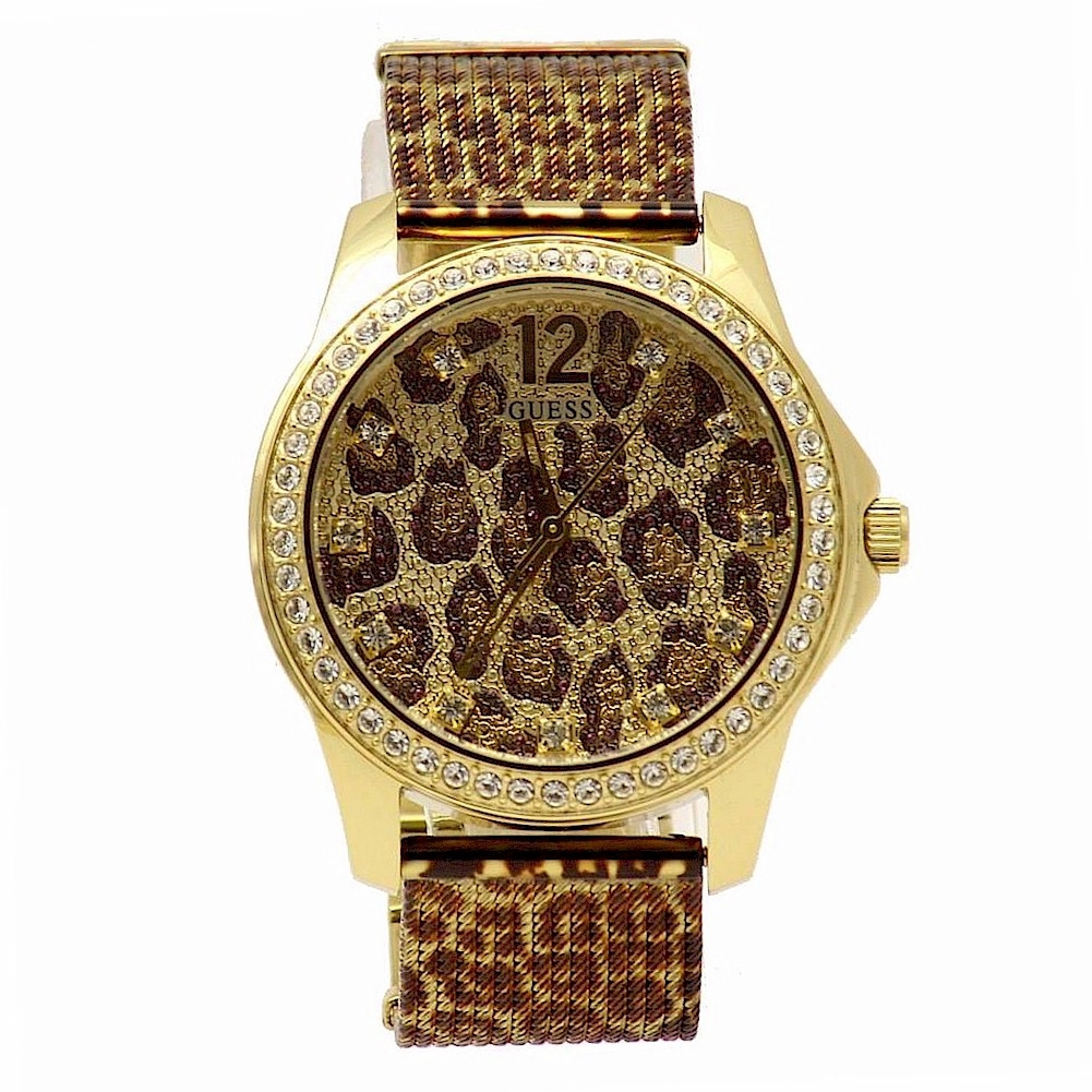 Guess Women S U0333l1 Gold Tone Swarovski Crystals Analog Watch