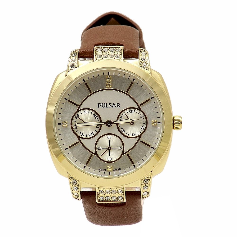 Pulsar Women s Night Out PP6138 Swarovski Crystal Brown Analog Watch -  Night Out, PP6138