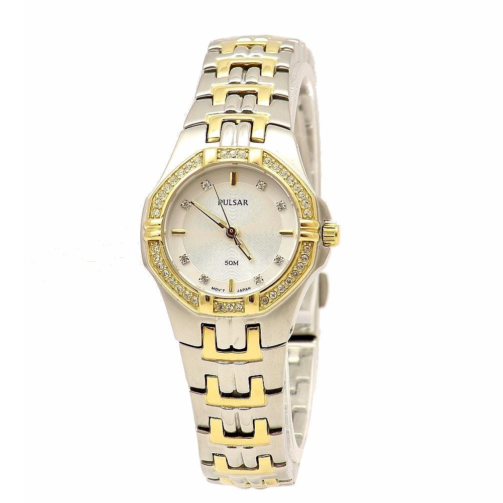 Pulsar Night Out Collection Ptc388 Swarovski Crystal Two Tone Watch