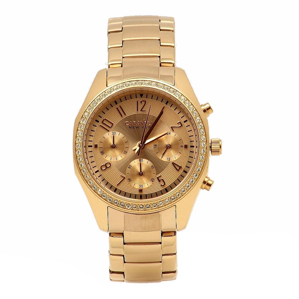 Caravelle New York Women S 44l117 Rose Gold Crystal Chronograph Watch