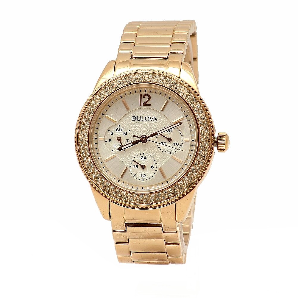 Bulova Women S Swarovski Crystal Collection 97n101 Rose Gold Watch