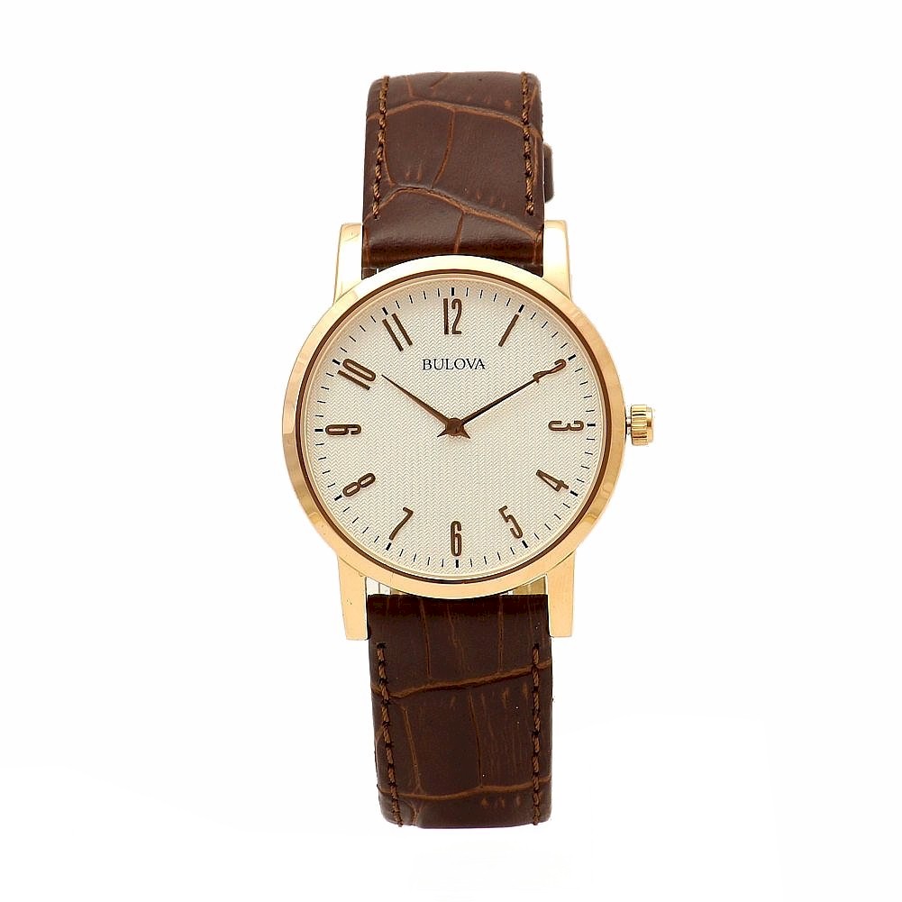 Classic Collection  Brown Rose Gold Analog Leather  Watch - Bulova 97A107