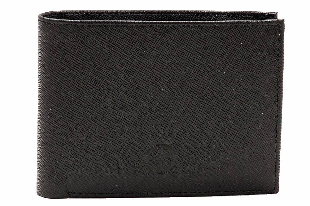 Giorgio Armani Men S 463 Black Saffiano Leather Bi Fold Wallet