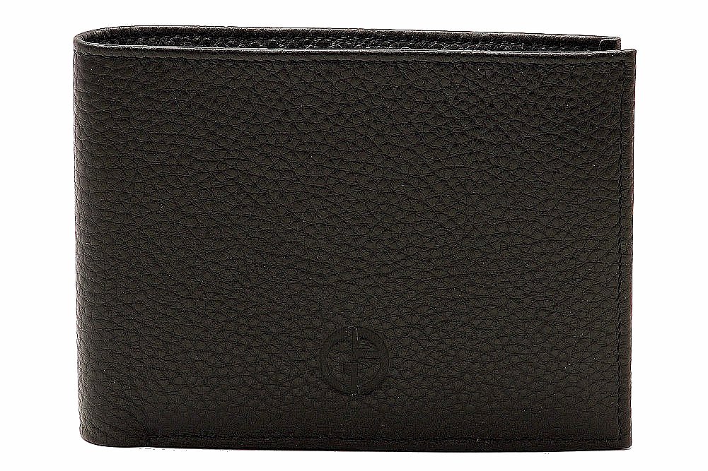 Giorgio Armani Men S 463 Black Cervo Leather Bi Fold Wallet