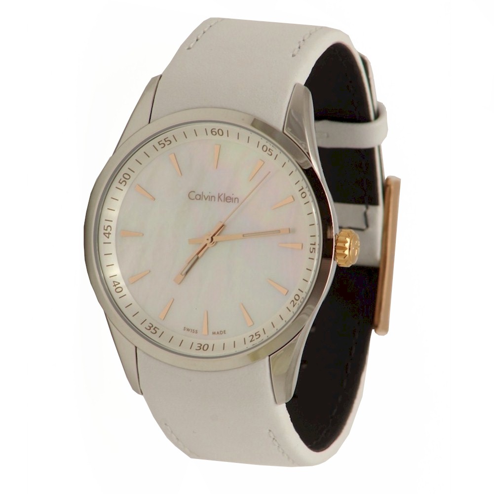 Calvin Klein Women S Ck K5a31blg White Leather Fashion Watch