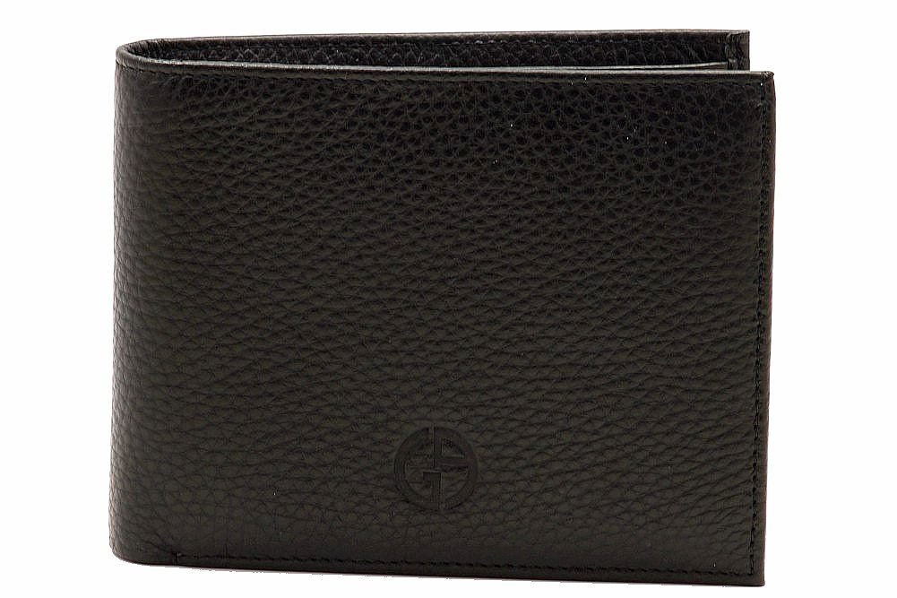 Giorgio Armani Men S 466 Black Cervo Leather Bi Fold Wallet
