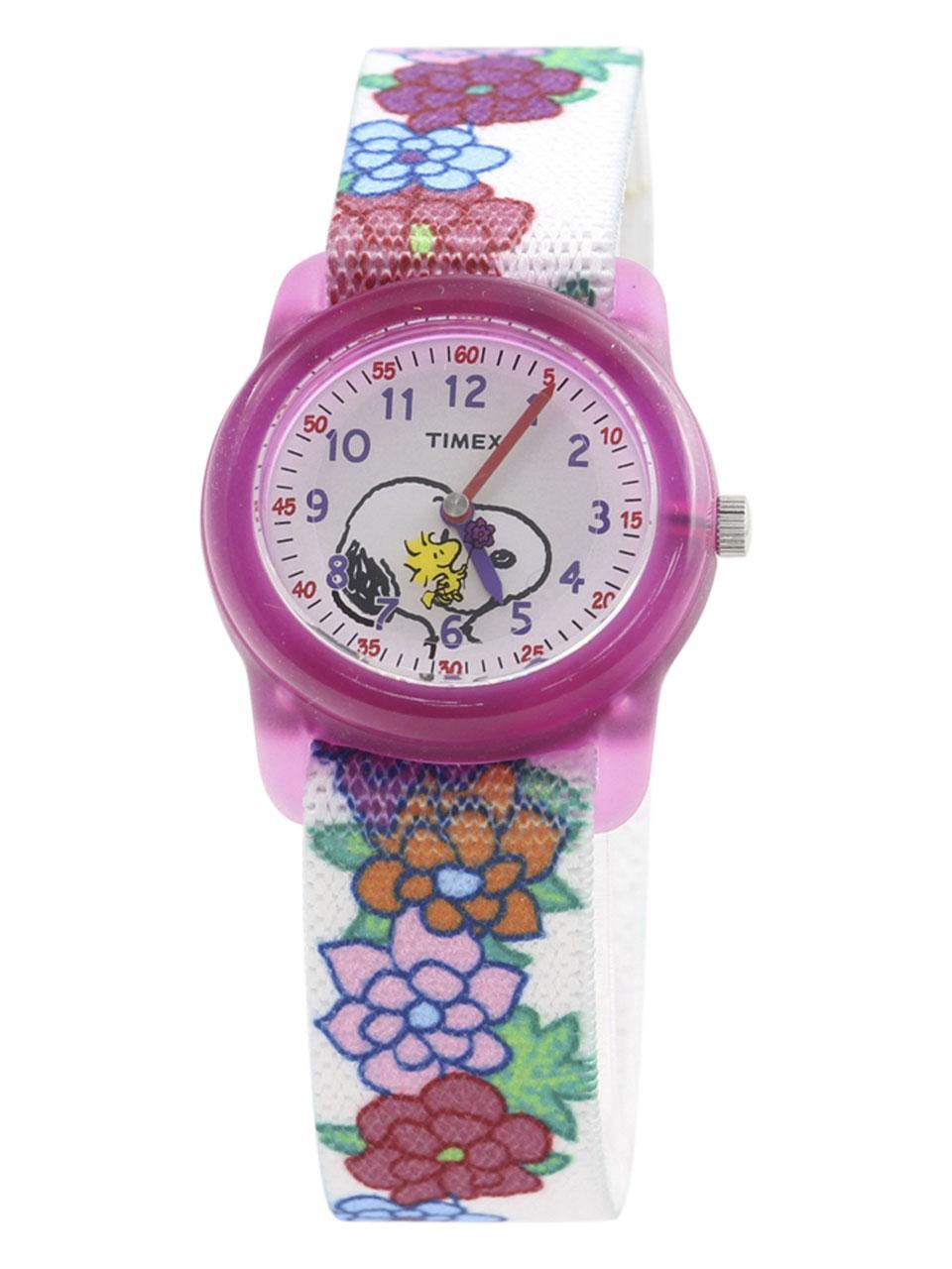 Timex Tw2r41700 Time Machines Peanuts Collection Snoopy Floral Pink Analog Watch