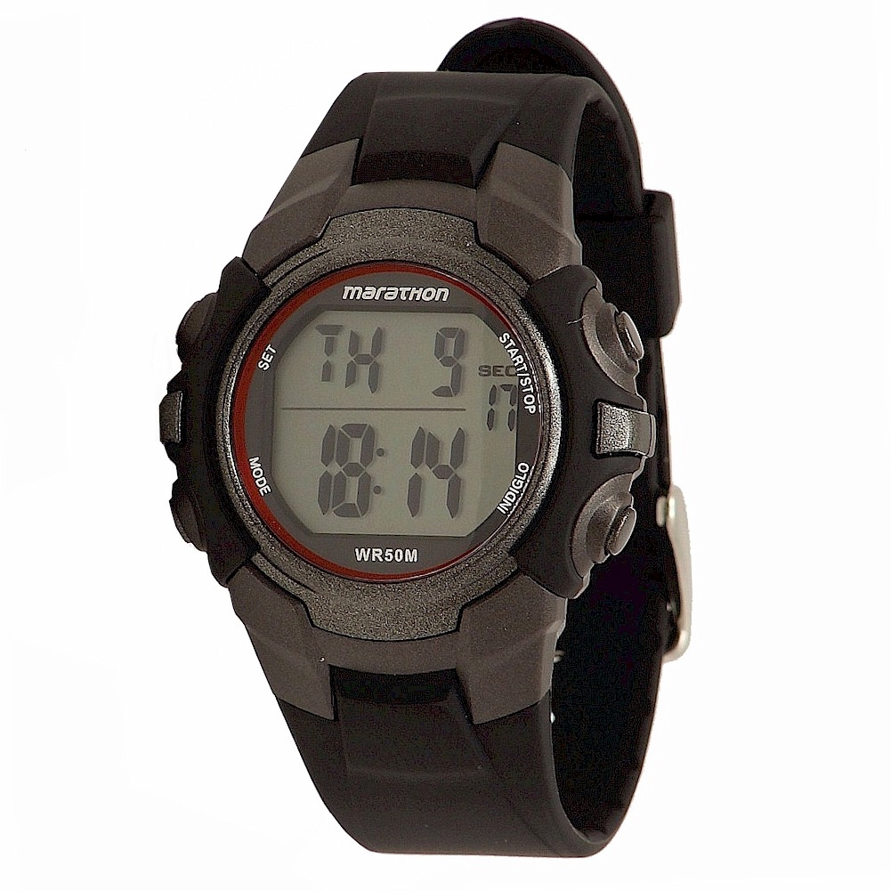 Timex Men S Marathon T5k6429j Indiglo Black Silver Digital Sport Watch