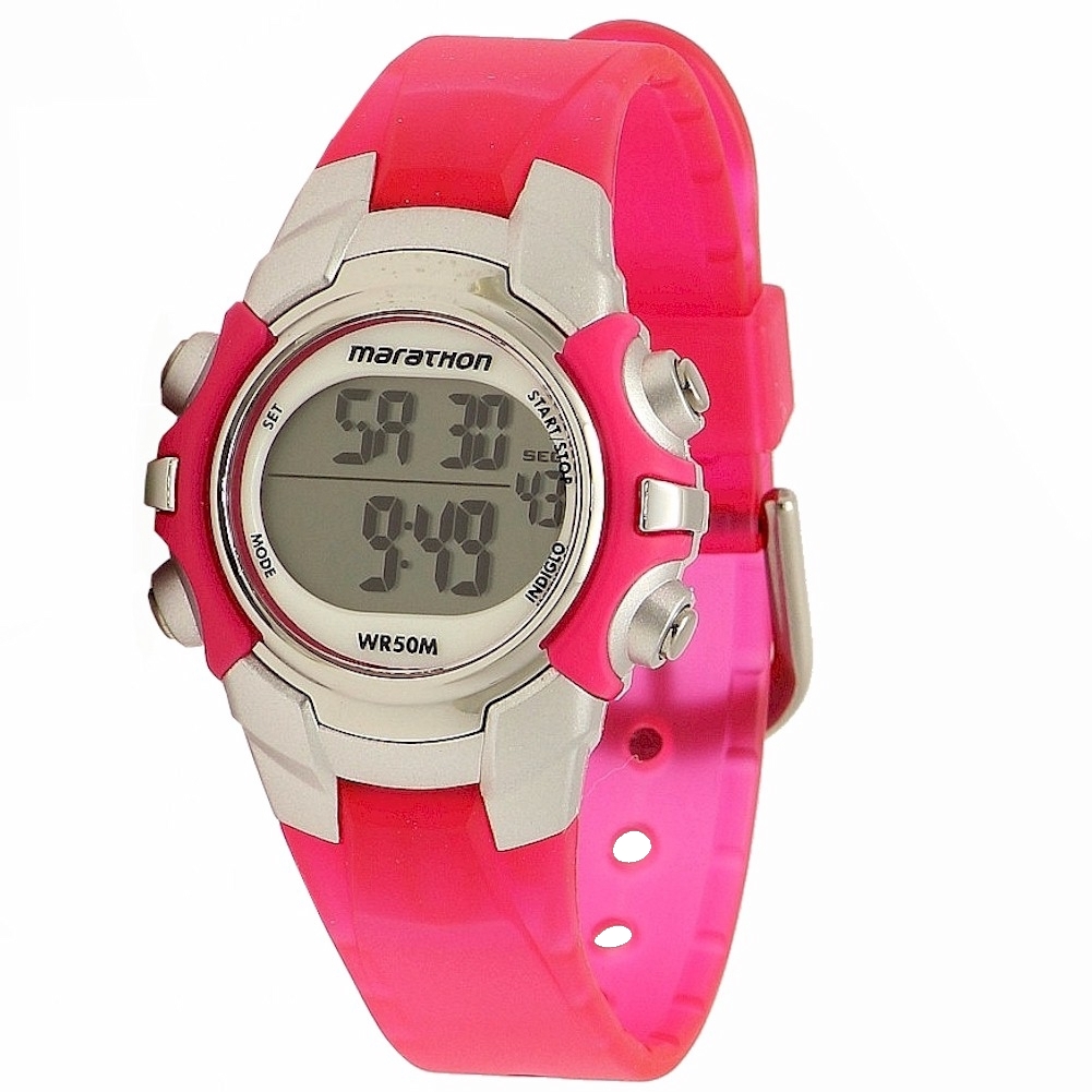 Timex Women S Marathon T5k8089j Indiglo Pink Silver Digital Sport Watch