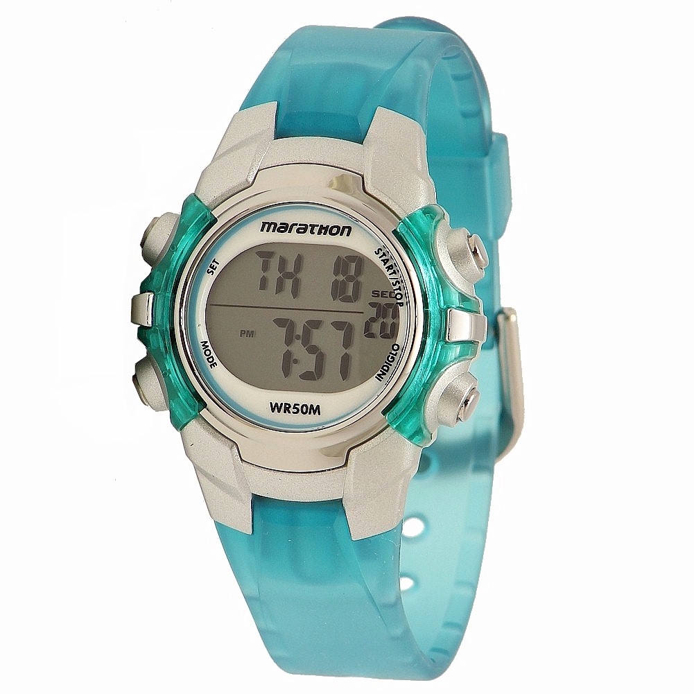 Timex Women s Marathon T5K8179J Indiglo Teal Silver Digital Sport Watch -  Marathon; T5K8179J