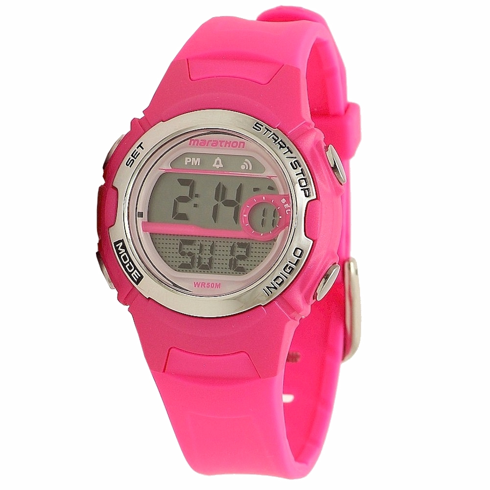 Timex Women s Marathon T5K7119J Indiglo Pink Silver Digital Sport Watch -  Marathon; T5K7119J