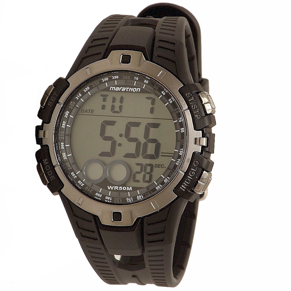 Timex Men S Marathon T5k8029j Indiglo Black Grey Digital Sport Watch