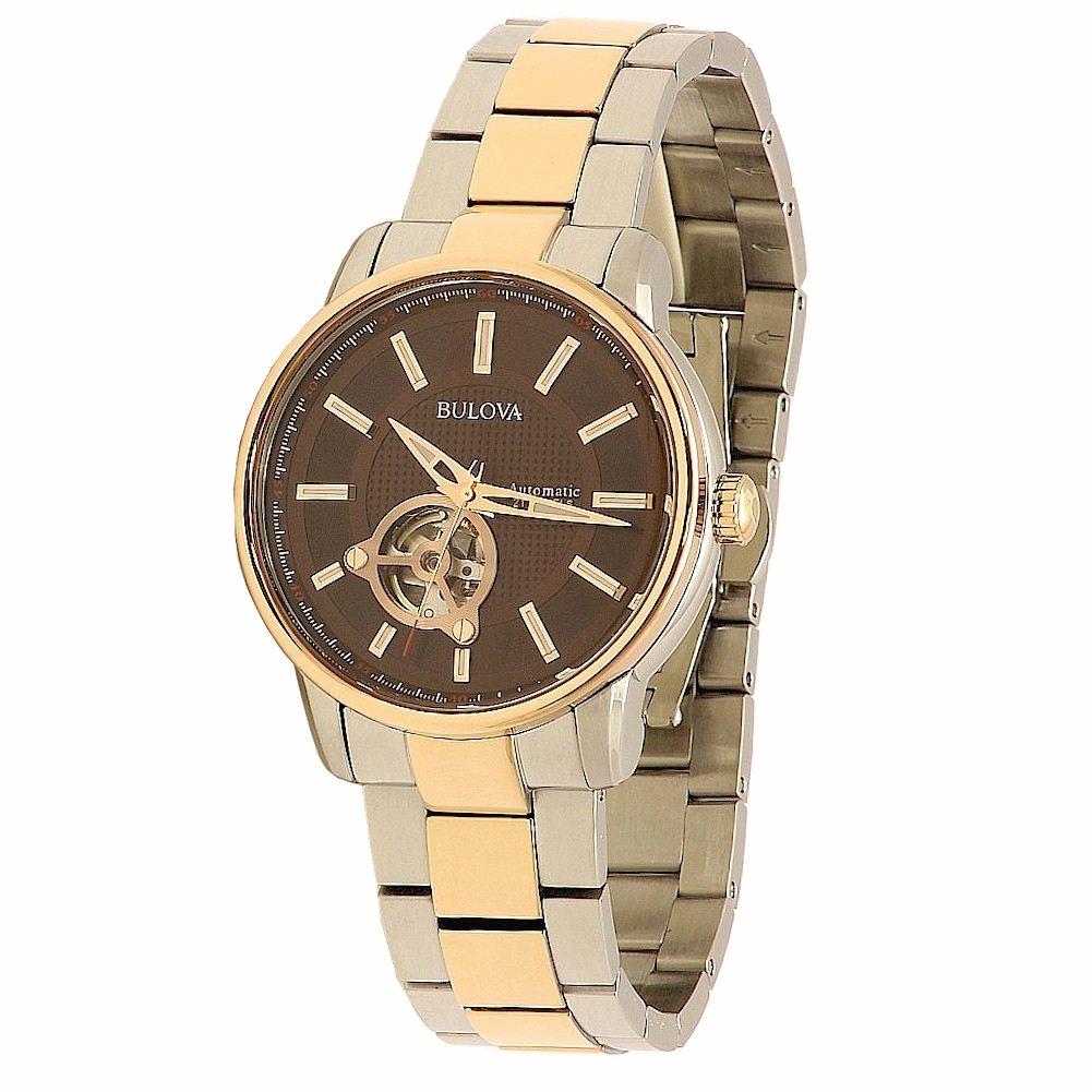 Bulova Men s Automatic Collection 98A140 Rose Gold Silver Analog Watch -  Automatic Collection; 98A140