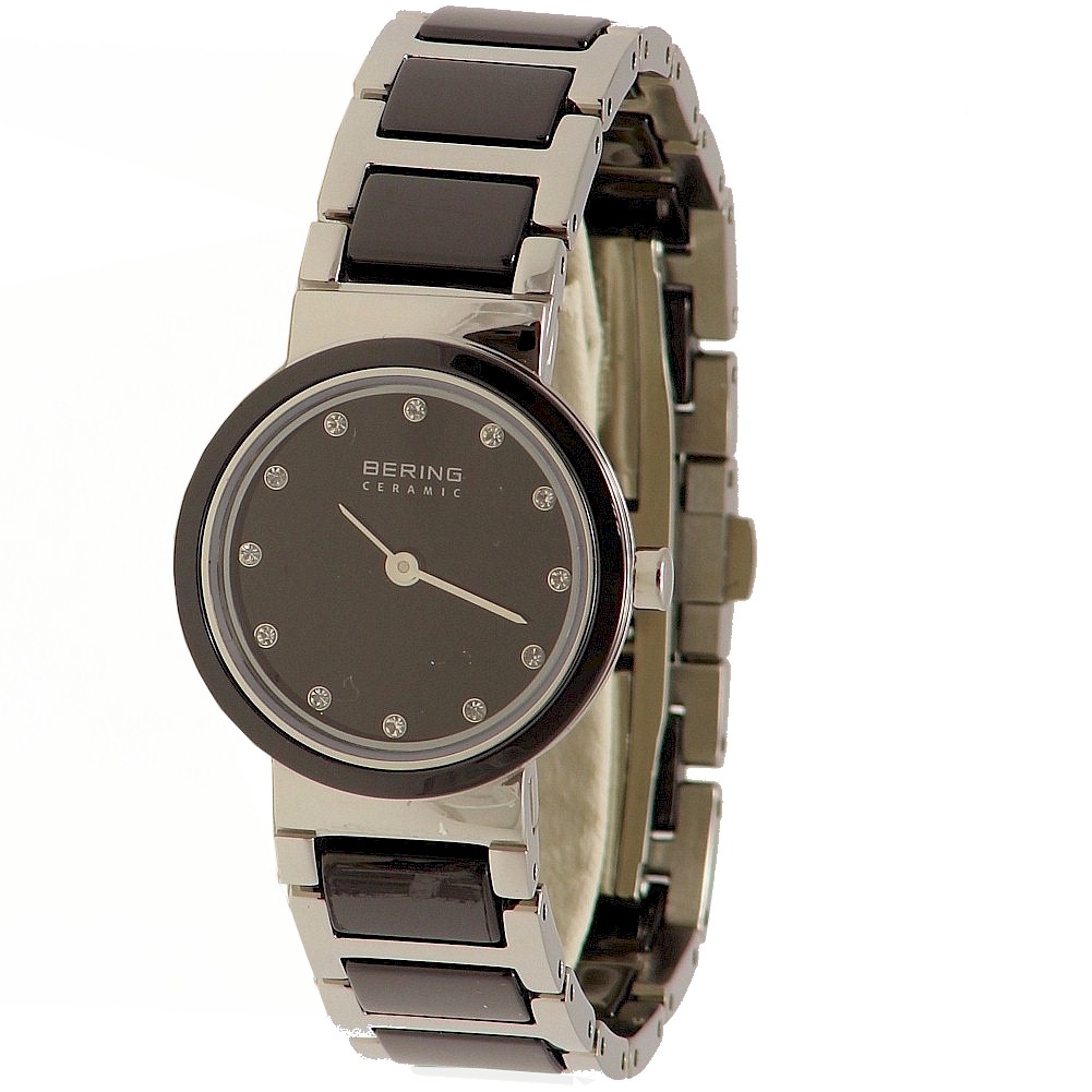 Bering Women S 10725 742 Stainless Steel Silver Ceramic Black Analog Watch