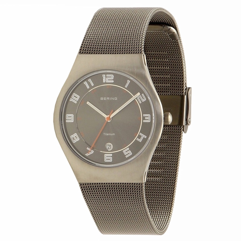 Bering Men S Titanium Collection 11937 007 Milanese Grey Analog Watch