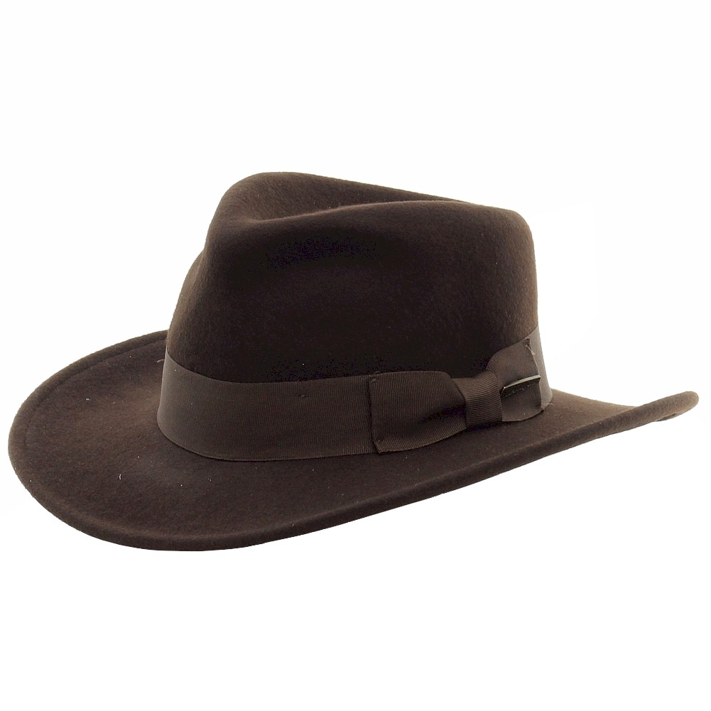 Dorfman Pacific Men's Indiana Jones Crushable Wool Felt Fedora Hat
