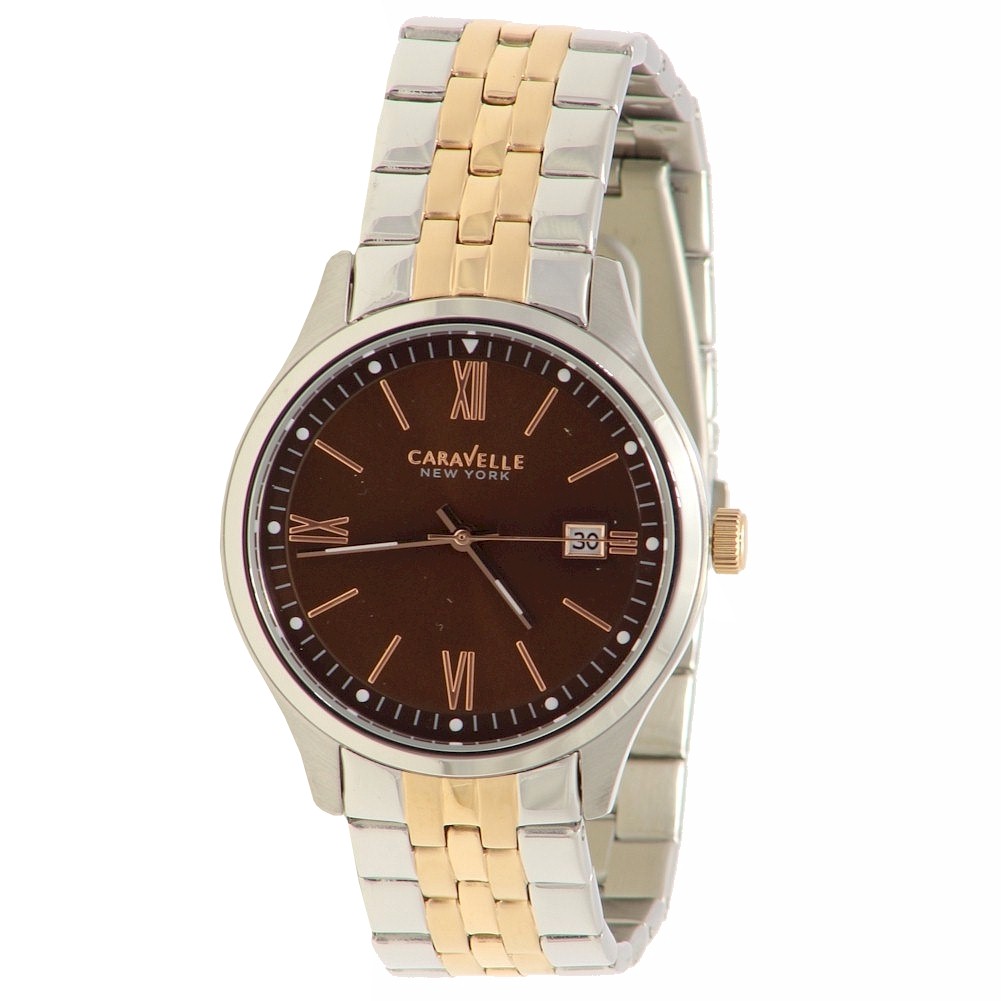 Men s  Two Tone Stainless Steel Analog Watch - Caravelle New York 45B139