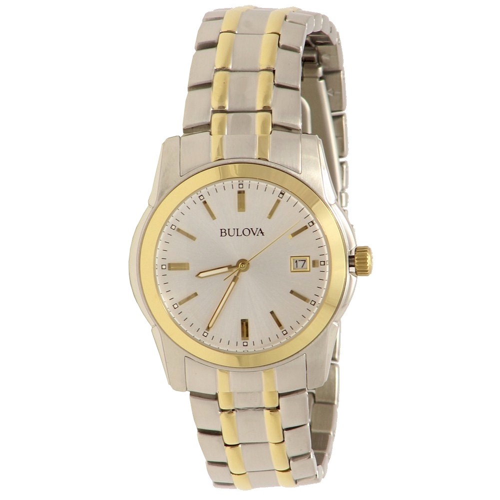 Bulova Watch 98h18 Men S Silver Dial Two Tone Bracelet Date Display