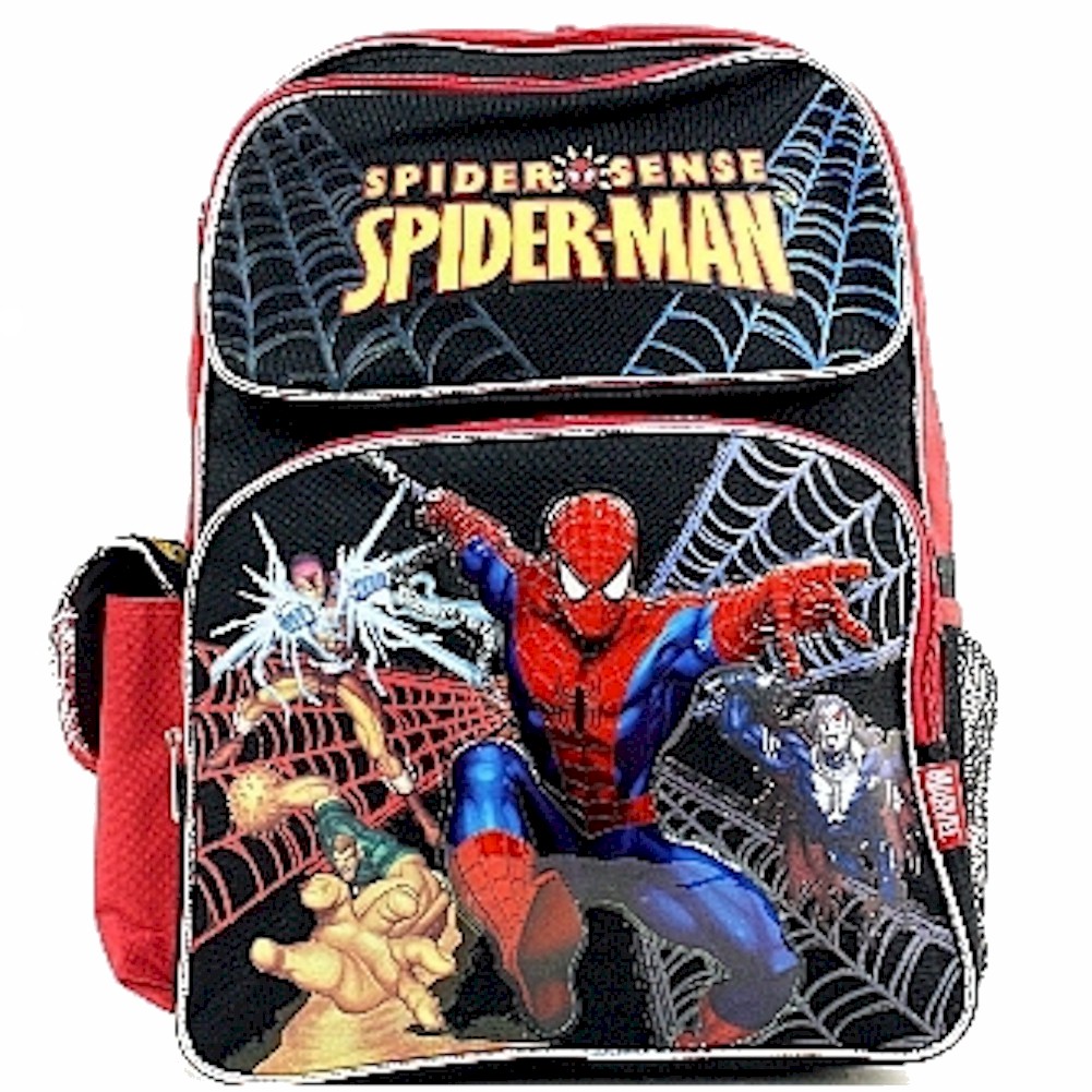 Marvel Spider Sense Spider Man Backpack Black Red Kids School Bag