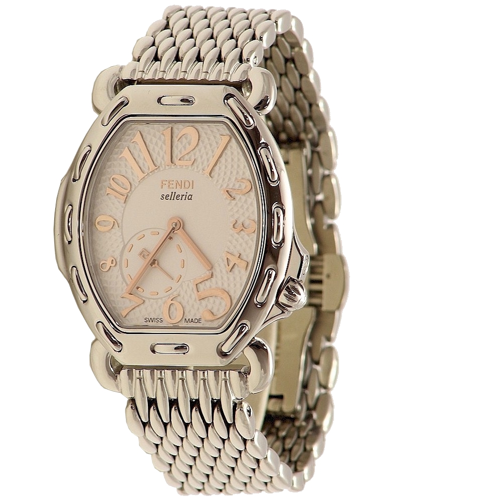 Women s  Silver White Rose Gold Stainless Steel Watch - Fendi Selleria F847340