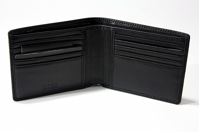 Hugo Boss Palmiros Wallet Bi-fold Black Genuine Leather 10 Credit Card ...