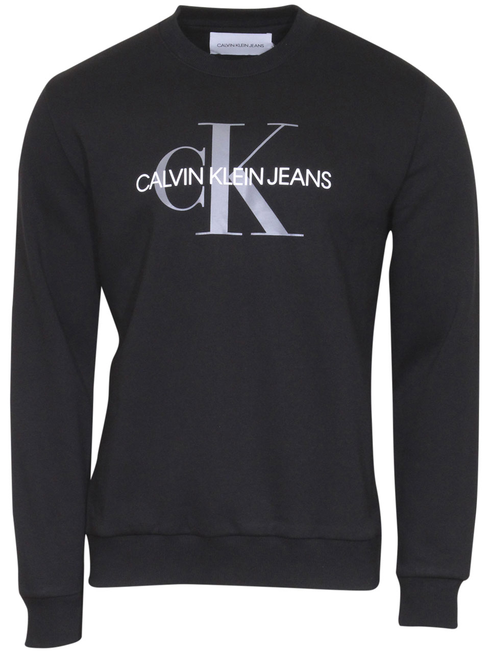 Calvin Klein Men's Monogram Logo Crew Neck Sweatshirt Light Grey ...