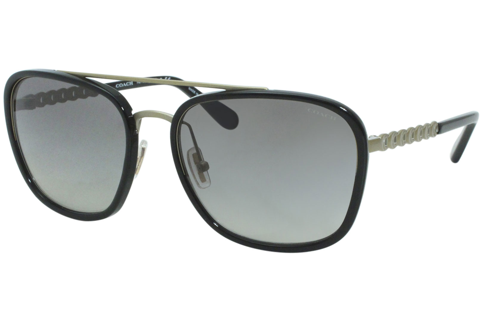 UPC 725125000819 product image for Coach HC7089 Sunglasses Women's Black Sanded Light Gold/Grey Gradient Lens 58mm  | upcitemdb.com