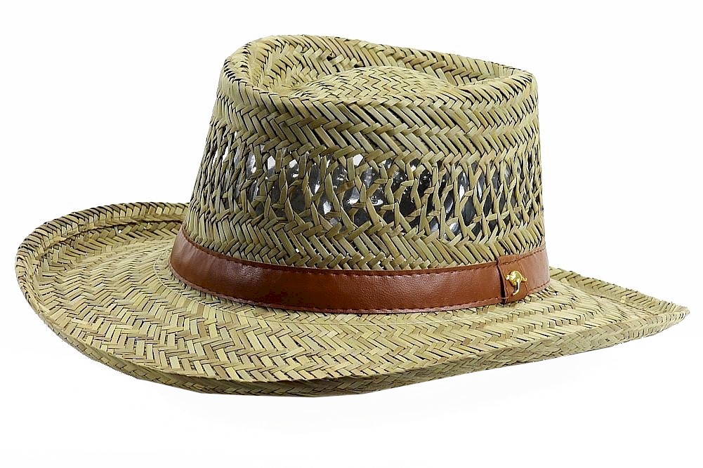 Dorfman Pacific Men's Gambler Straw Rush Outback Hat
