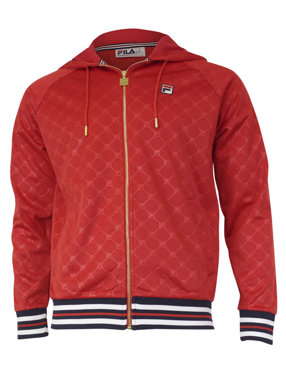 Fila Men's Royce Zip Front Chinese Red Hooded Sweatshirt Track Jacket ...