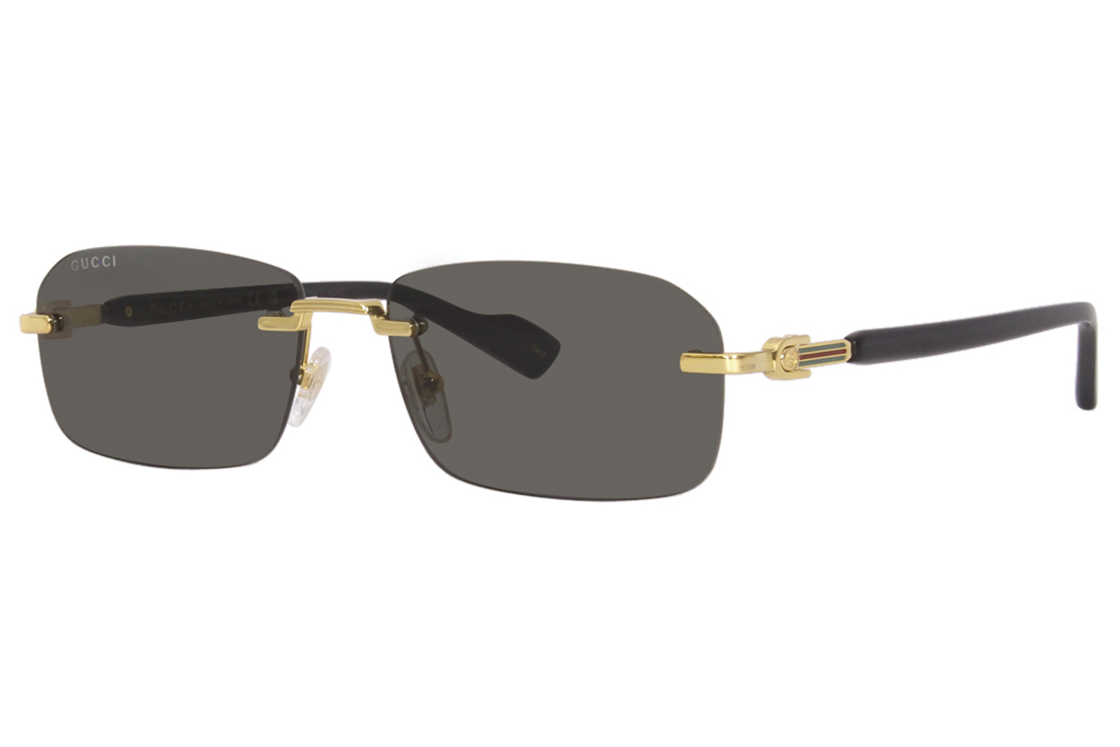 Gucci GG1221S 001 Sunglasses Men's Gold/Grey Rectangle Shape 56-16-140 ...