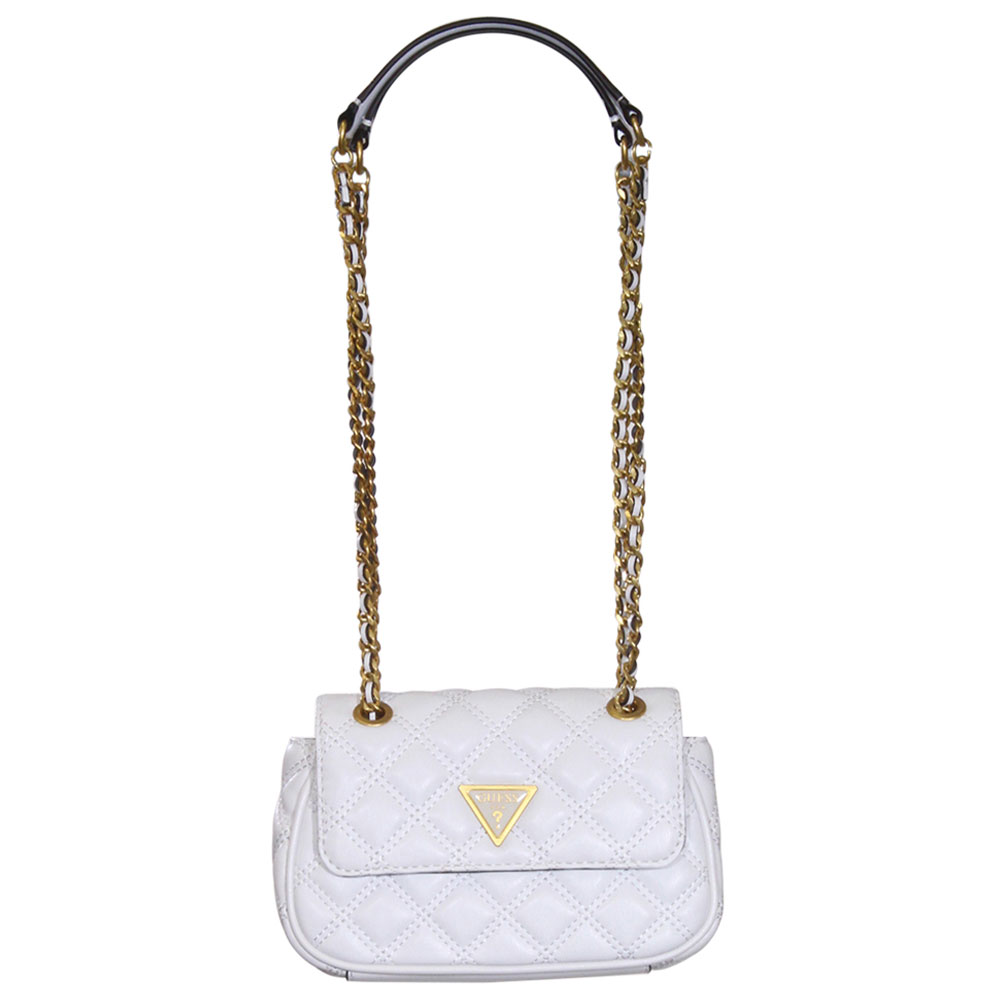 Guess Giully Mini Convertible Flap Quilted Crossbody - White