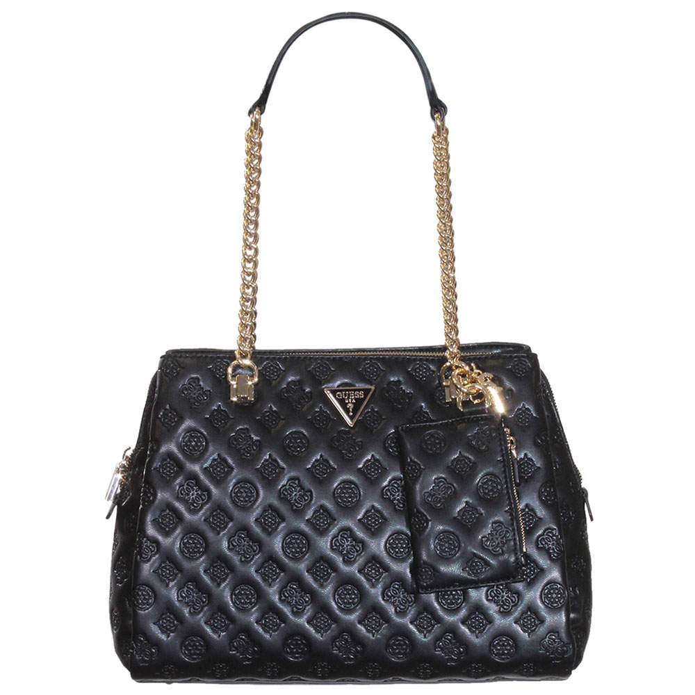 GUESS Katey Luxury Peony Black Satchel Bag