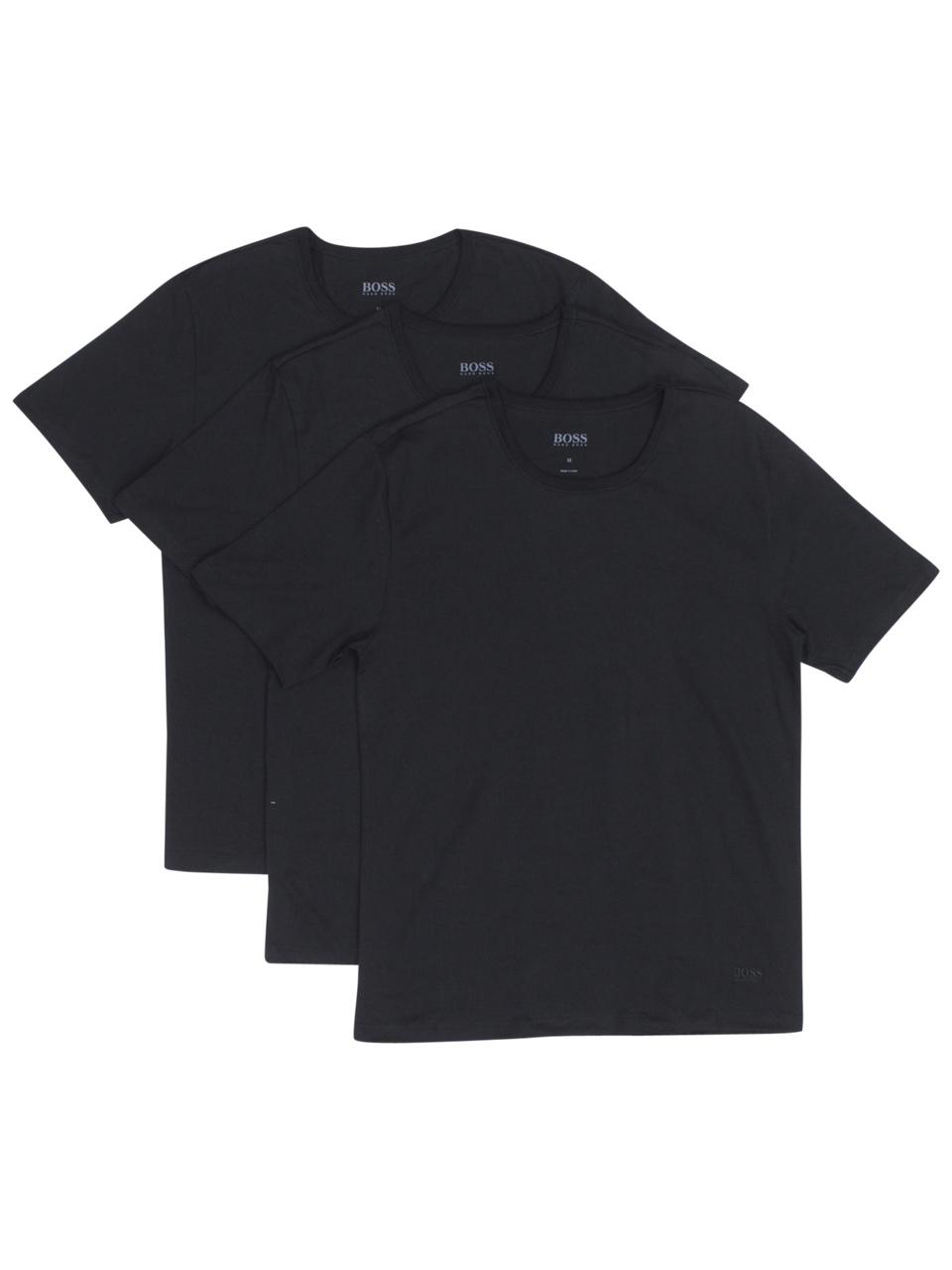 Hugo Boss 3-Pc Short Sleeve Crew Neck Black Cotton Jersey T-Shirt Sz: S ...