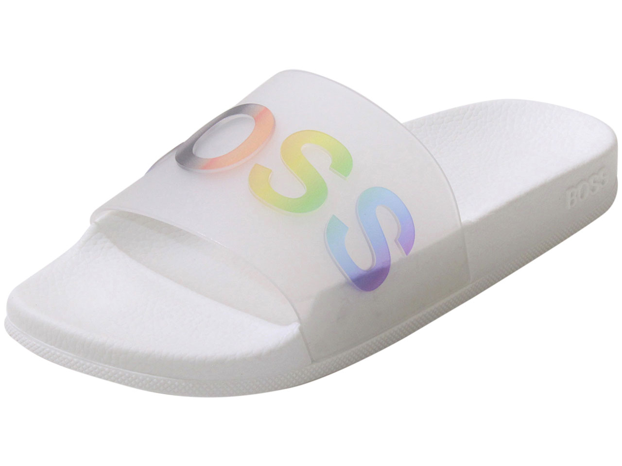 slides and flip flops BOSS by HUGO BOSS Synthetic Bay Contrast Logo Slides in White for Men Mens Shoes Sandals 