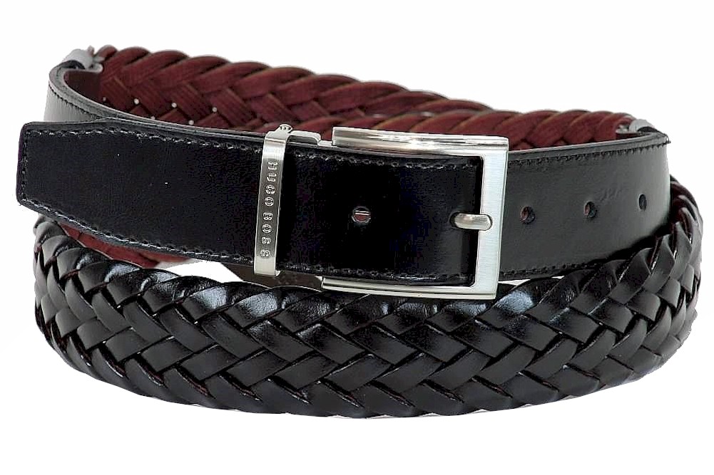 Hugo Boss Men's Osias 50262080 Braided Leather Belt Adjustable Up To ...