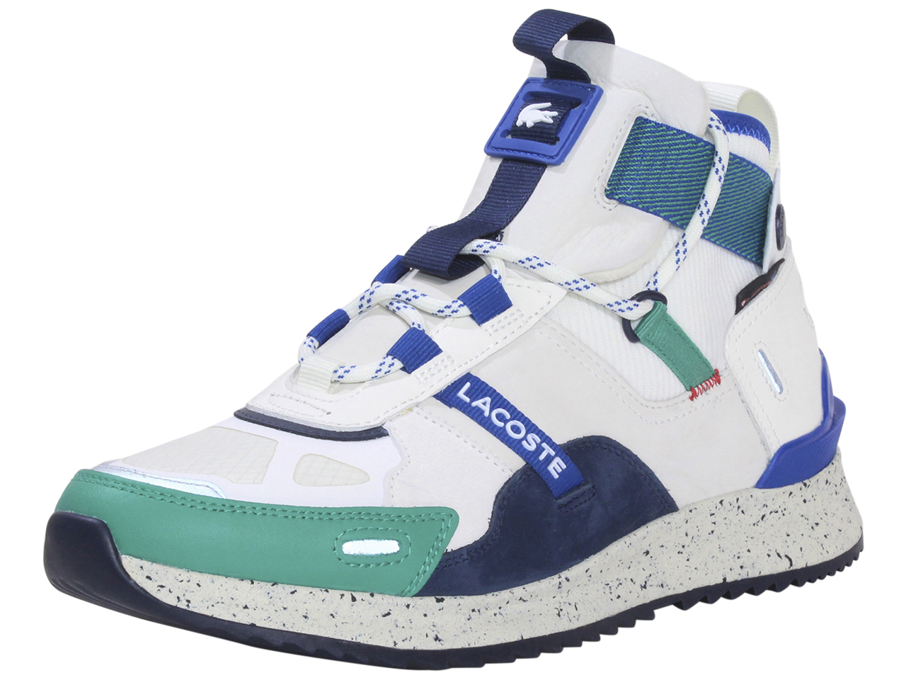Lacoste Men's Run-Breaker-222 Sneakers High-Top Shoes Off White/Green Sz. JoyLot.com