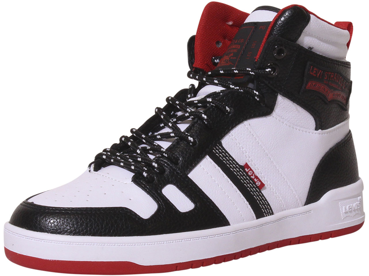 Levi's Men's 521-BB-HI-Pebbled-UL Sneakers High Top Black/White/Red Sz:   