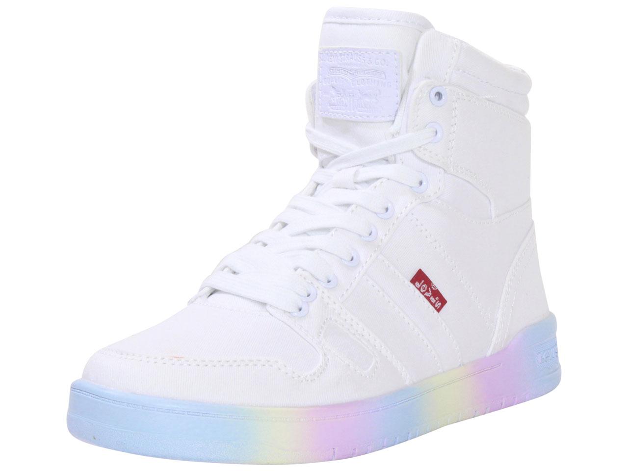 Levis Women's BB-HI-Ombre Sneakers Canvas High-Top Shoes White Mono Sz. 9 |  