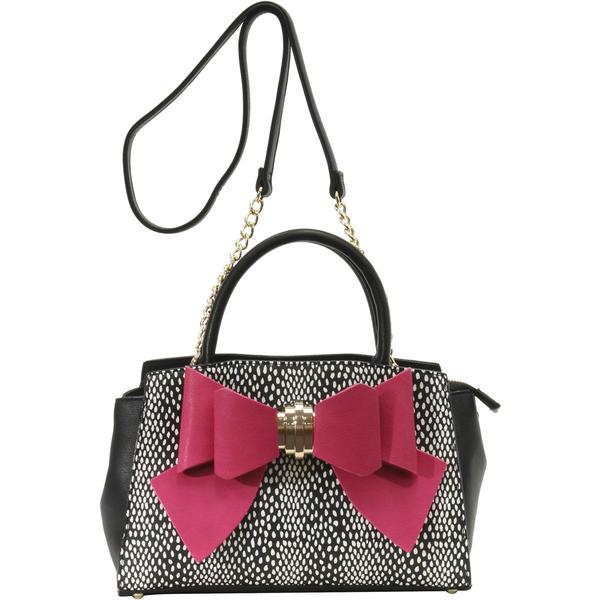  Betsey Johnson Women's Bow You See It Dotty Removable Bow Satchel Handbag 