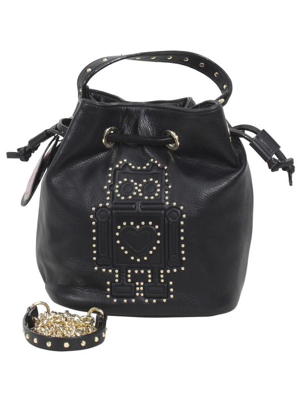  Betsey Johnson Women's Kiss And Tell Robot Bucket Crossbody Handbag 