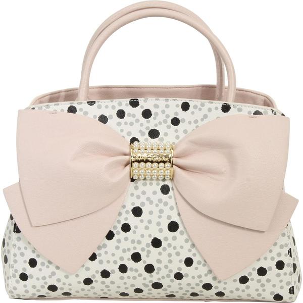  Betsey Johnson Women's Pearl Of A Girl Bow Satchel Handbag 