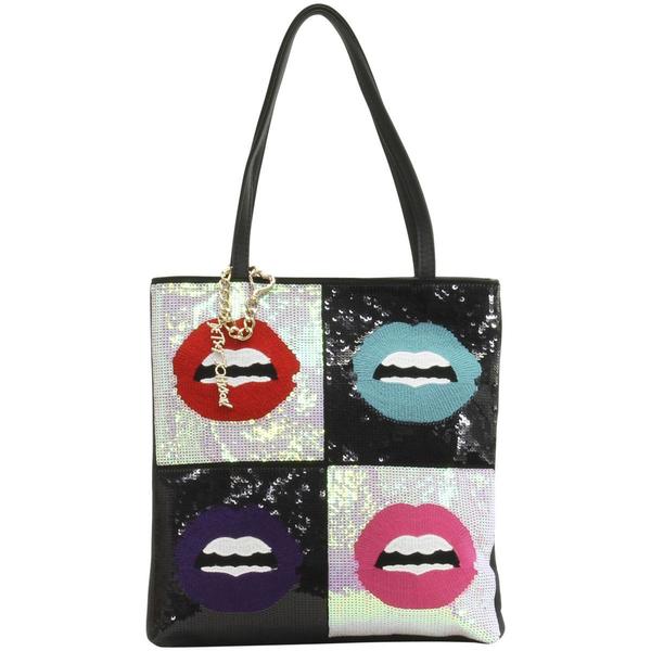  Betsey Johnson Women's Rebel Rebel Sequin Lips Tote Handbag 