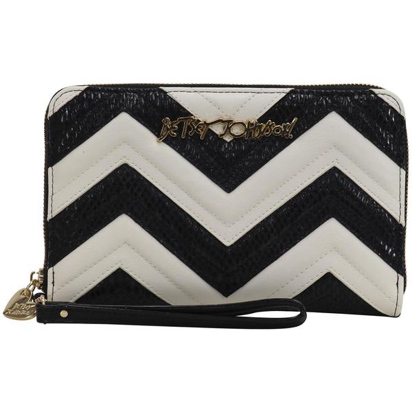  Betsey Johnson Women's Suite Life Chevron Large Zip-Around Clutch Wallet 