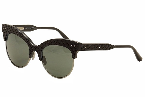  Bottega Veneta Women's BV0014S BV/0014/S Cat Eye Quilted Leather Sunglasses 