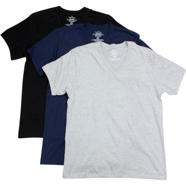  Calvin Klein Men's 100% Cotton Classic Fit 3-Pack V-Neck Short Sleeve T-Shirt 