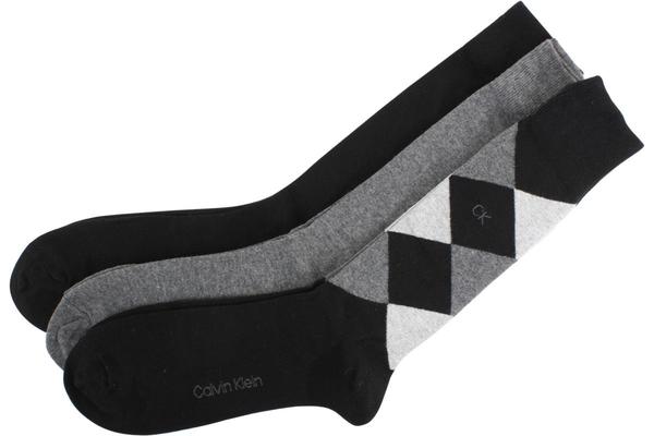  Calvin Klein Men's 3-Pairs Diamond & Solid Dress Crew Socks Sz: 7-12 (One Size) 