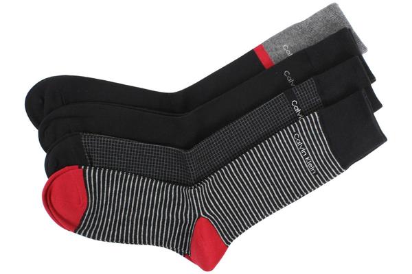  Calvin Klein Men's 4-Pairs Stripe/Contrast Assorted Crew Socks Sz: 7-12 