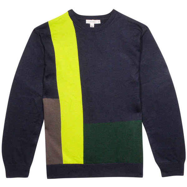  Calvin Klein Men's 40HS700 Color Blocked Crewneck Sweater 