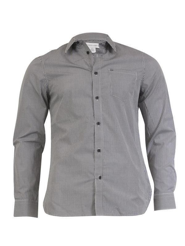  Calvin Klein Men's Gigham Long Sleeve Cotton Button Down Shirt 